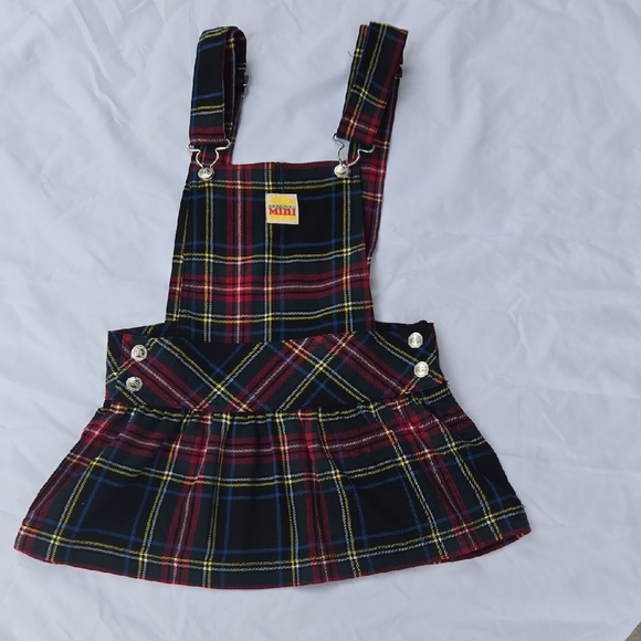 Harajuku Mini Plaid Kids Skirt with Suspenders - Picture 1 of 5